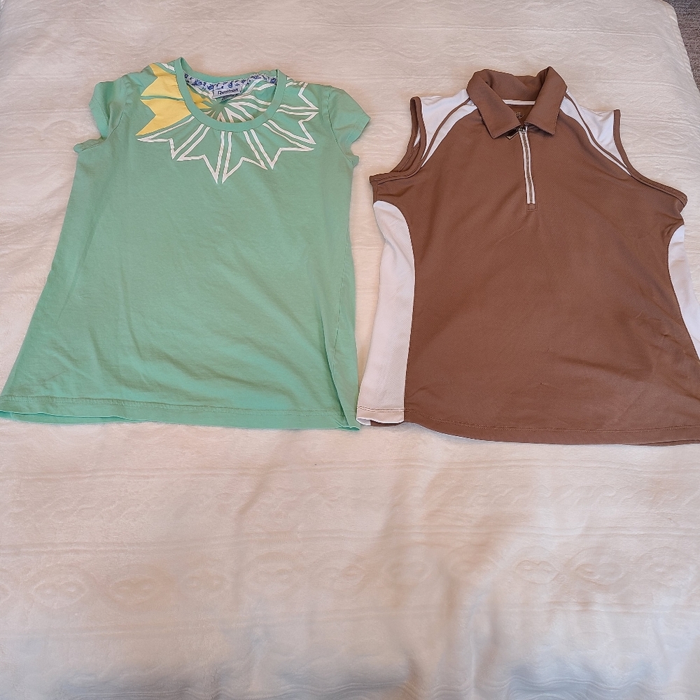2 blouses/Reebok/Izod/ all Small